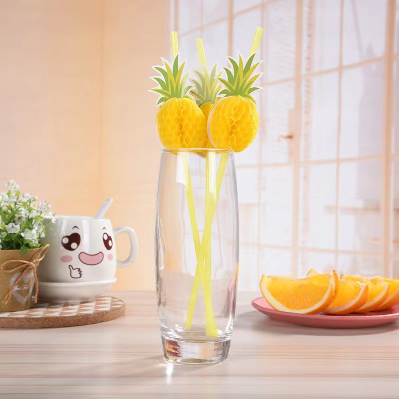 En stock venta al por mayor tridimensional hawaiano paraguas paja decoración fiesta hecho a mano arte paja fluorescente color barra arte tubo