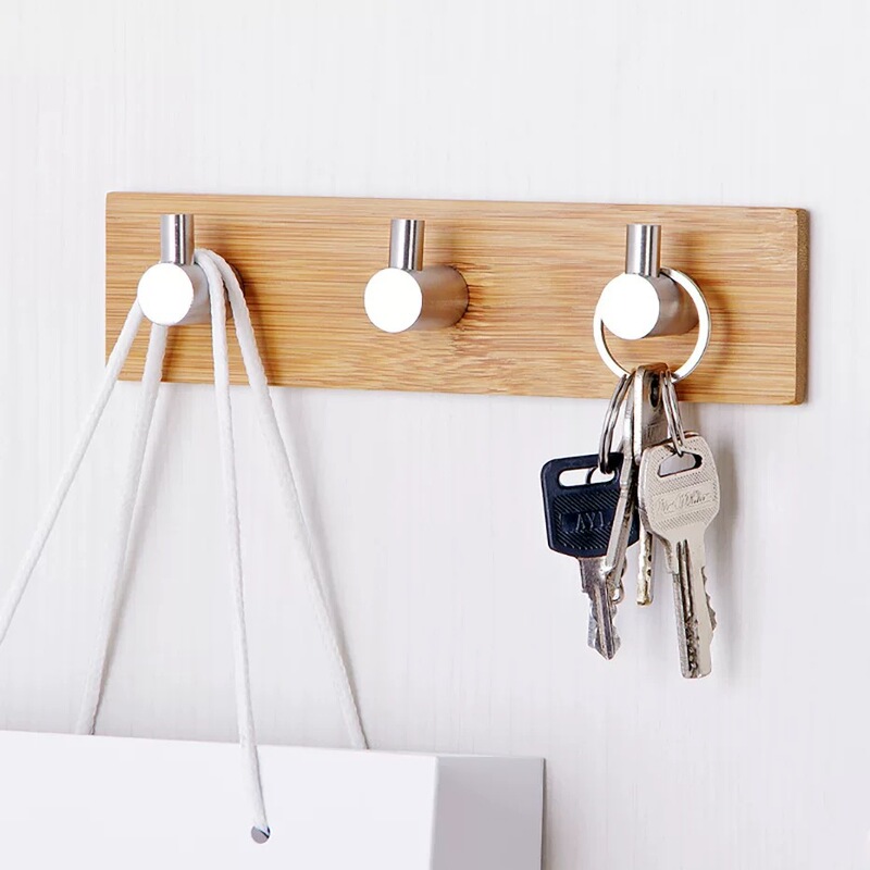 Stainless Steel Bamboo Double Row Hook Kitchen Bathroom Door Rear Seamless Adhesive Hook Solid Wood Hook Coat Hanger Stainless Steel Bamboo Double Row Hook Kitchen Bathroom Door Rear Seamless Adhesive Hook Solid Wood Hook Coat Hanger
