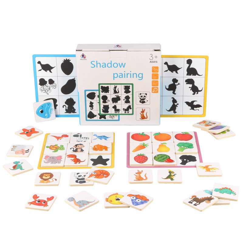 Puzzles infantiles de educación temprana Montague ayuda educativa para encontrar juegos de emparejamiento de sombras entrenamiento mental cognitivo puzzles juguetes de madera