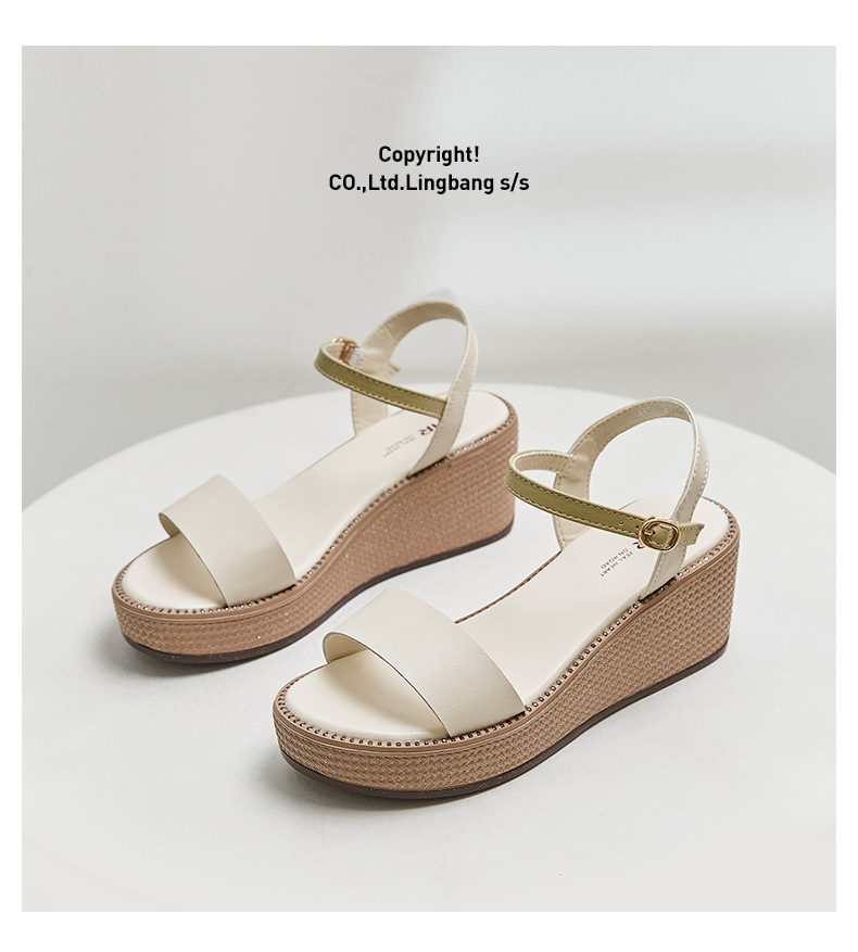 Sandal đế xuồng nữ quai ngang cổ điển, đế dày thời trang mùa hè — AY39 Bánh gạo chi tiết 28
