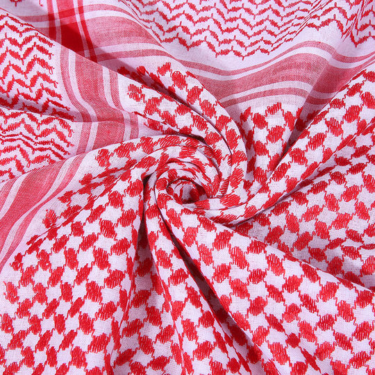 Arabic Headscarf Cross-Border New Red and White Plaid Men's Square Scarf Scarf Shawl High-End Ethnic Style Hat