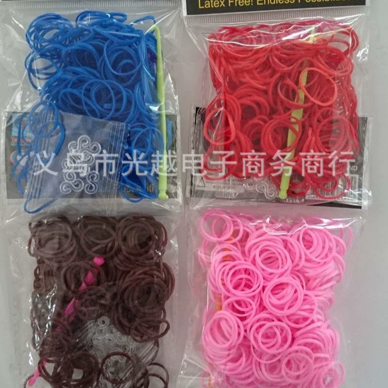Радужные резинки для волос и набор для браслетов (RAINBOWLOOM), 200 силиконовых резинок с застёжками и крючком