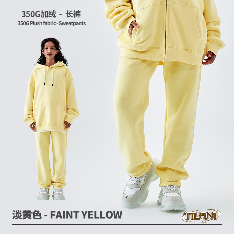 Pantalones Deportivos TILANI para Hombre, Colección Otoño-Invierno 25, Modelo Dopamine 350G, Forrados de Felpa, Gruesos, Holgados, Unisex, Color Sólido, Ropa Transfronteriza al por Mayor