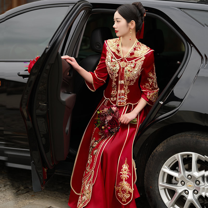 Xiuhe ドレス花嫁の 2025 新しいトーストドレスハイエンドの高級中国のウェディングドレスウェディングドレスウェディングガールショーと|undefined