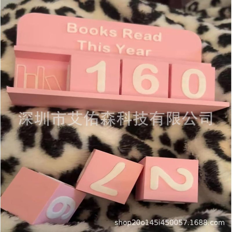 跨境书架装饰今年读书计数器旋转台历节日倒计时万年历摆件礼物|undefined