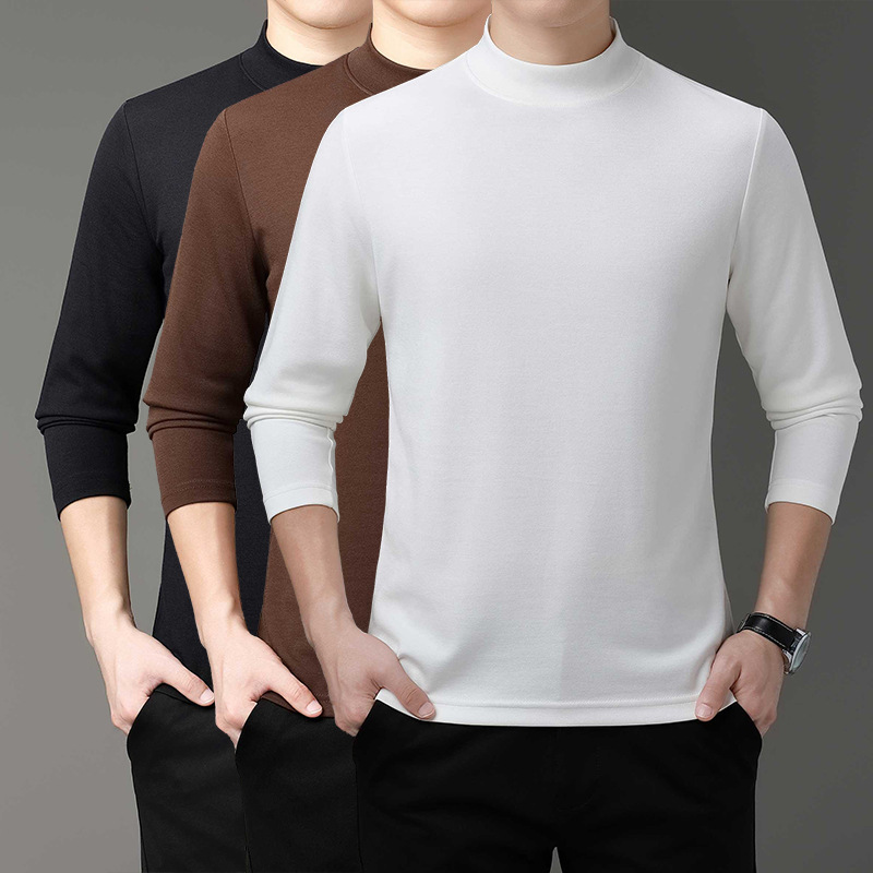 High-End Middle-Aged Dad's Long-Sleeved T-Shirt Spring & Fall Half Turtleneck T-Shirt Sheep Wool Warm Base Layer Men's T-Shirt Wholesale High-End Middle-Aged Dad's Long-Sleeved T-Shirt Spring & Fall Half Turtleneck T-Shirt Sheep Wool Warm Base Layer Men's T-Shirt Wholesale