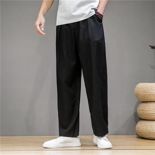 Linen Pants Men Cotton Linen Pants Summer Men Casual Long Pants Spring and Autumn Style Loose Wide Leg Pants Straight Leg Sports Men Pants