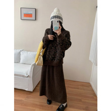 7741复古风毛衣25秋季新款针织上衣针织裙套装文艺淑女休闲风百搭