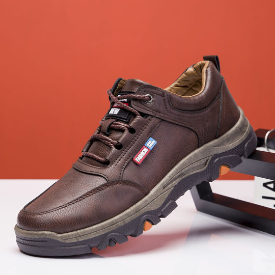 2021 New Men's Casual Business Leather Shoes Outdoor Sports Mountaineering Fashion Winter Men's Shoes for Middle-aged Dad and Students