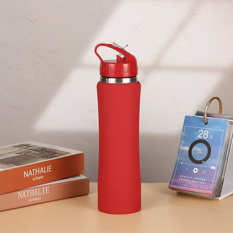 Vaso térmico de acero inoxidable para mujer, diseño delgado con pajilla