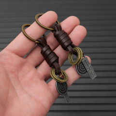 ヨーロッパとアメリカのクロスボーダーレザーロープレトロ編組キーホルダーはDIYキーホルダーアクセサリーにすることができます