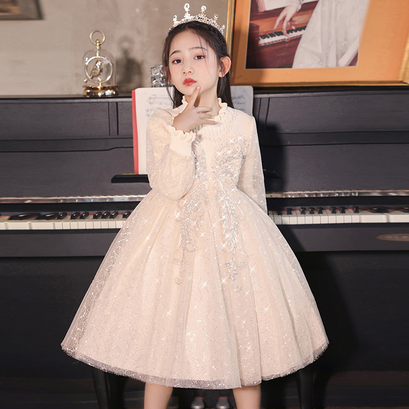 Niña invierno nuevo vestido de lana vestido de princesa vestido de niña vestido de boda de cumpleaños