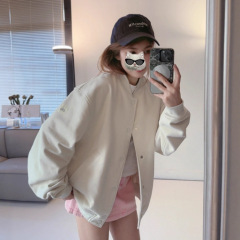 alo棒球服 欧美秋冬外套女休闲长袖软质扣前扣罗纹袖口夹克呢子
