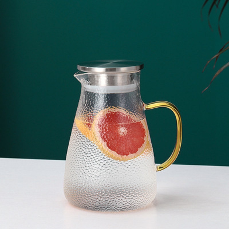 Hervidor de vidrio taza de jugo de gran capacidad martillo patrón hervidor frío tetera resistente a altas temperaturas borosilicato grueso punto de nieve hervidor frío