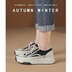 White Platform Sneakers for Women, 2023 New Arrival, Small Size, Athletic Shoes, Dad Shoes, Thick Sole Canvas Shoes