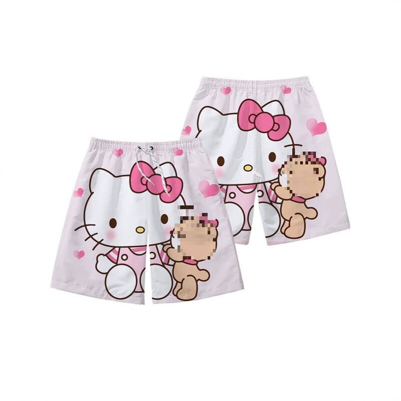 26 Hello Kitty 3D Printed Shorts for Women, Summer Thin Home Pants, Casual Sleep Pants, Cute Loose Slimming Shorts