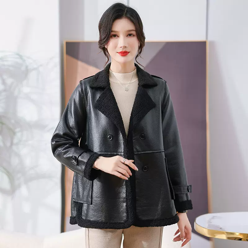 2024年冬季新款时尚泰迪绒气质优雅加厚保暖女士皮毛一体上衣潮