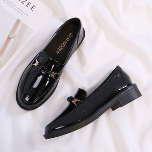 Soft Leather Women's Shoes 2025 Autumn and Winter New British Style Small Leather Shoes Trendy Loafers Women's Soft Sole Thick Sole Beanie Shoes Women