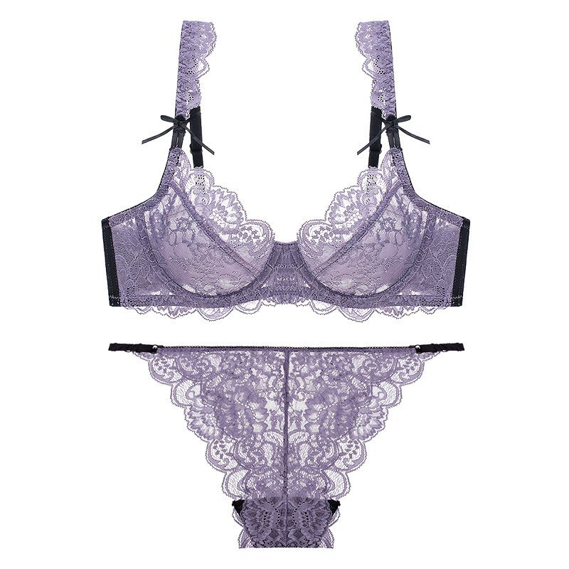 性感内衣 超薄透明蕾丝内衣套装-zfg