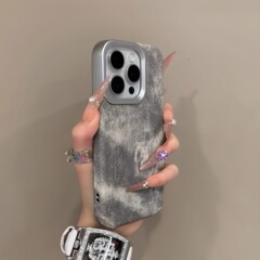 デニムパターン Apple 16promax 携帯電話ケース iPhone15Pro オールインクルーシブ落下防止 15/14pm 落下防止