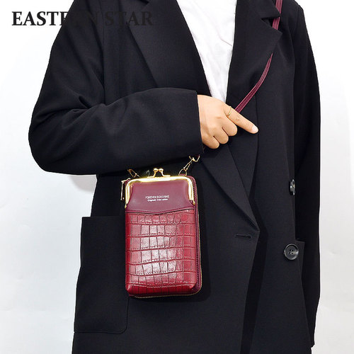 Cross-border new women's mobile phone bag vertical zipper wallet crocodile pattern series cross-body shoulder bag