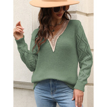Z 36720 Ruffled V-neck sweater ���� V ����֯ë���¿�����
