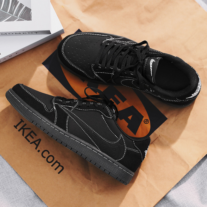 [Pu'Ian Factory] Official Website Genuine Aj1 Barb Men's Shoes New Low-Top Joint Aj Black Warrior Barb Sneakers