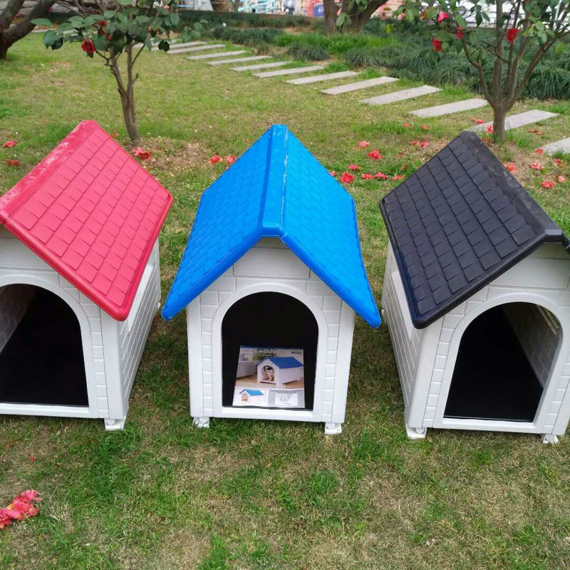 En stock al por mayor extraíble mediano y grande perro mascota casa al aire libre impermeable plástico perro casa