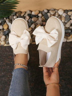 Q 69607 Thick Sole Bow Low-Top Sneakers ��׺����Y�͎�Ь