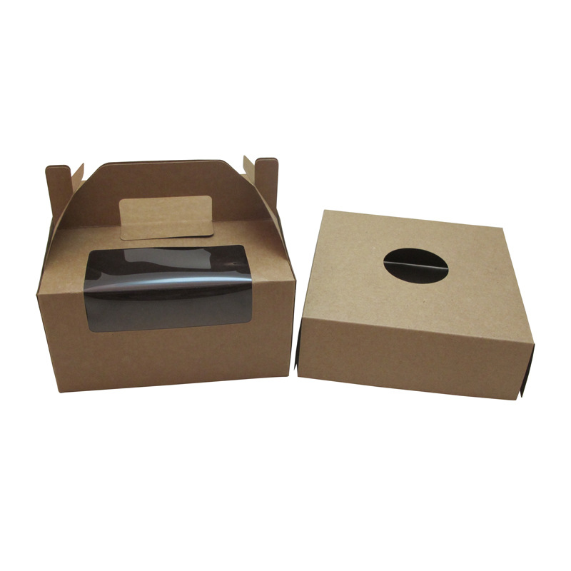 牛皮纸手提盒 牛皮纸开窗盒 圣诞节蛋糕盒