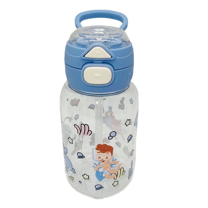 Taza de plástico transparente para niños doble taza de plástico taza de agua directa taza de paja de dibujos animados diversión taza de plástico fabricante de agua
