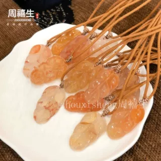 天然玛瑙龙纹树叶男女款挂脖吊坠手工编织玉髓平安扣花色挂件批发