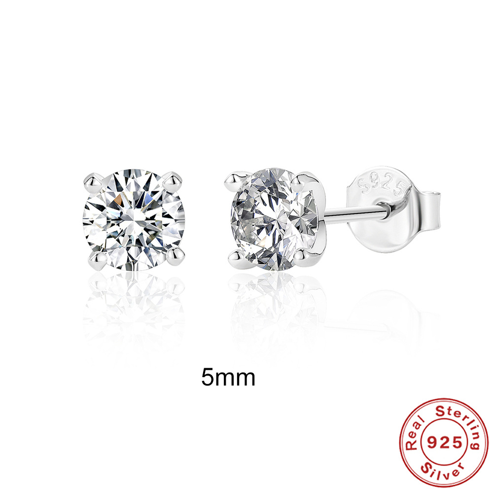S925 plata esterlina 0.5-1.2 quilates cuatro garra moissanite Stud pendientes de moda Super Flash Stud pendientes para el desgaste del partido