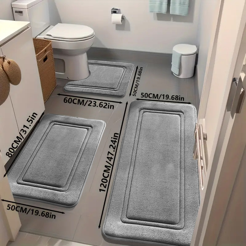 Cross-Border Dropshipping Bathroom Anti-Slip Mat Coral Velvet Embossed Anti-Slip Mat Sponge Slow Rebound Strong Water Absorption Bathroom Mat