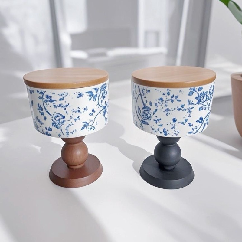 フランス風立体蝶カップ デザートカップ コーヒーカップ アロマキャンドルカップ 高脚陶器カップ 蓋付き レトロ風アロマカップ|undefined