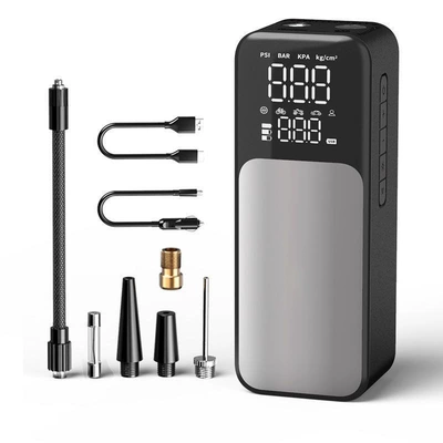 Cross-border car air pump wireless portable car digital display pump high-power tire 12v air pump (Hava nasosu) - dual-power-supply-and-three-battery-models-with-power-bank