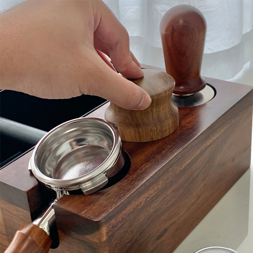 Wholesale stainless steel coffee cloth powder tamper rosewood three pulp tamper 51/53/58mm coffee filling tampon