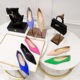 2873-2 Korean Fashion Candy Color Sweet Women's Shoes Comfortable and Simple Flat Bottom Satin Light Mouth Pointed Flat Heels