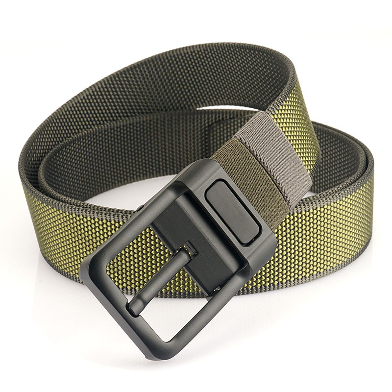 [Doble cara de doble uso] nueva hebilla giratoria cinturón de nylon de dos colores para jóvenes y de mediana edad casual cinturón de pantalones de lona de todos los partidos