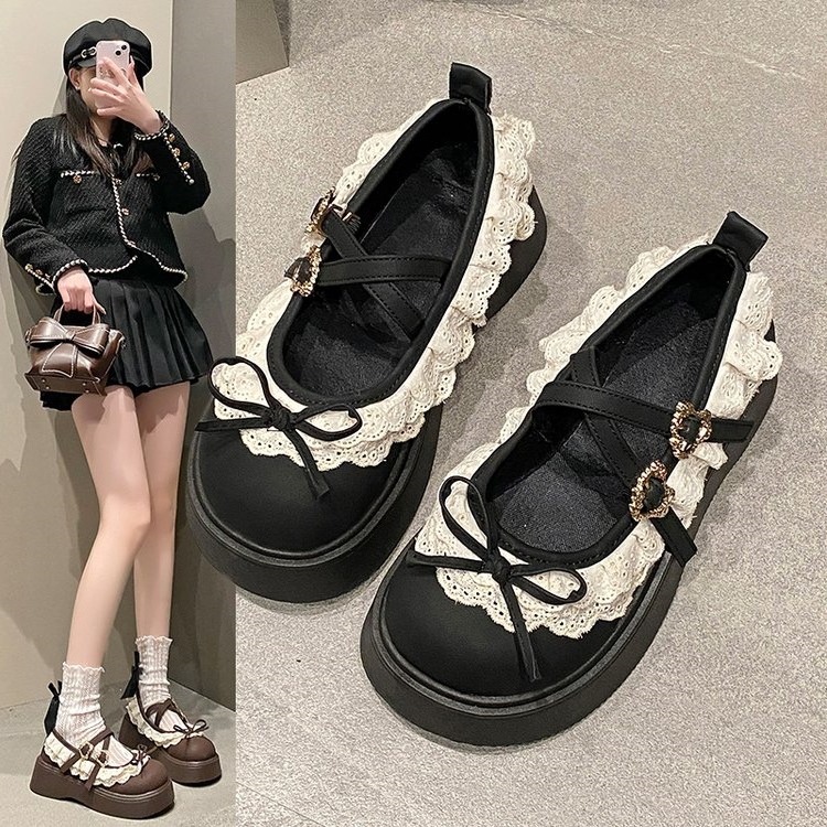 Universal elegant cute Mary Jane shoes with bow platform