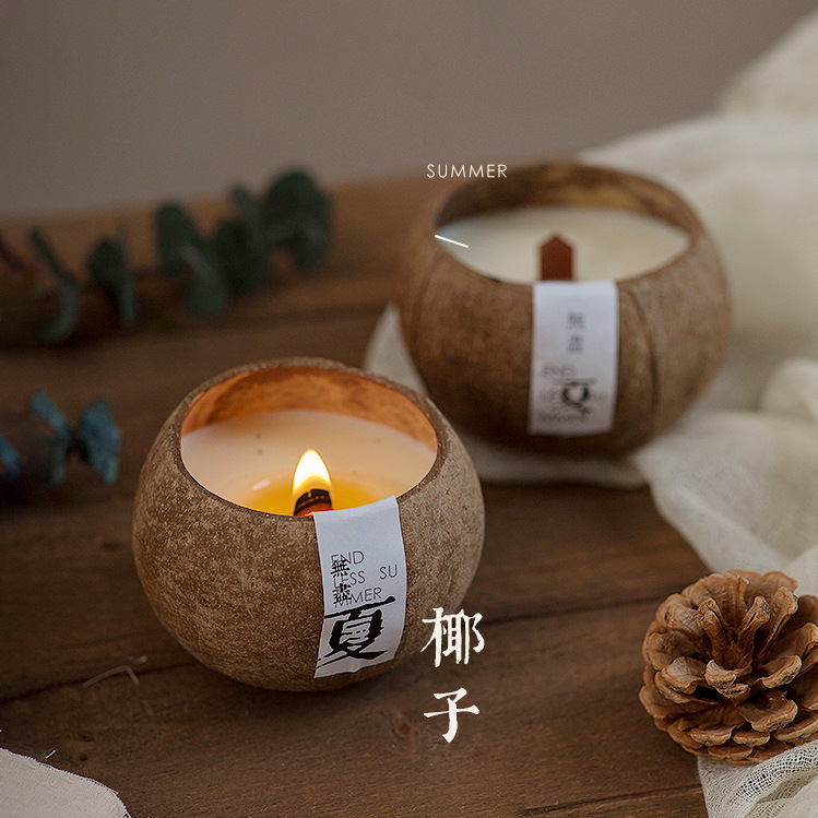 椰子壳香薰蜡烛无烟熏香手工椰子蜡香氛香味节日伴手礼物|undefined