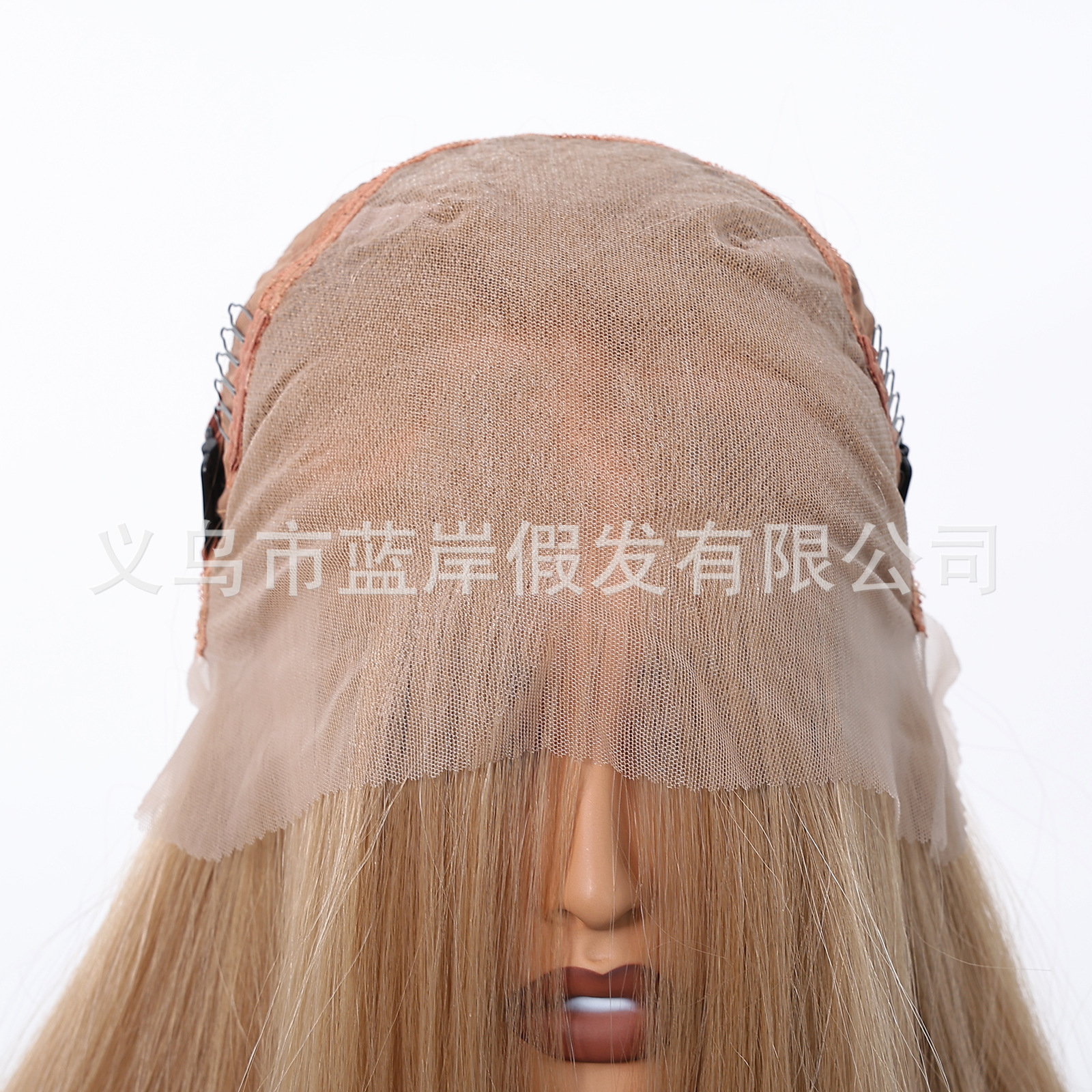 Peluca tejida a mano de encaje de gran área transfronteriza 13*6, cabello largo y liso dorado, costura libre, estilo de temperamento, punto de fábrica