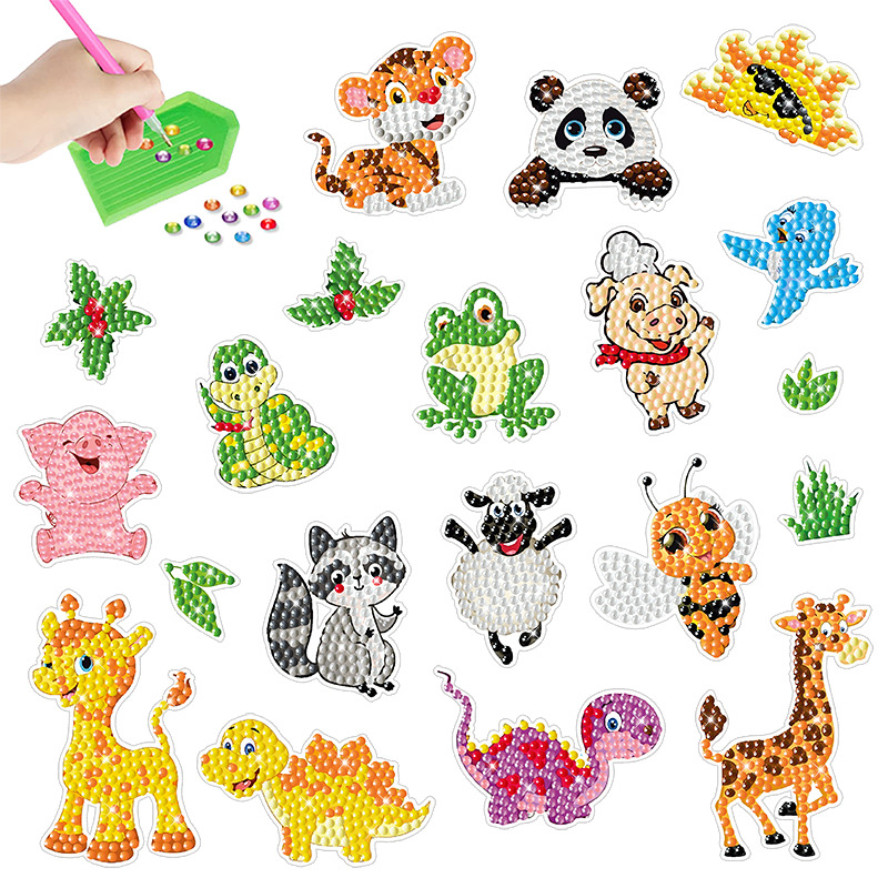 Diamante digital transfronterizo 5D dibujos animados DIY puzzle animal aleatorios pegatinas de diamante para niños decoración al por mayor