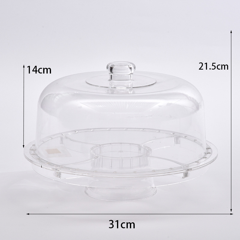 Creativo plato de fruta con tapa pan fruta seca merienda postre bandeja de la torta transparente tienda de postres bandeja de copa