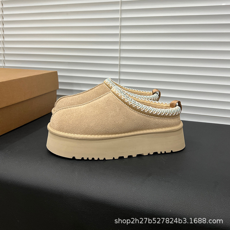 Henan Sanpo Factory Women's Snow Boots Ethnic Style Tazz Foreign Trade Cowhide Slip-On Lazy Fur Shoes