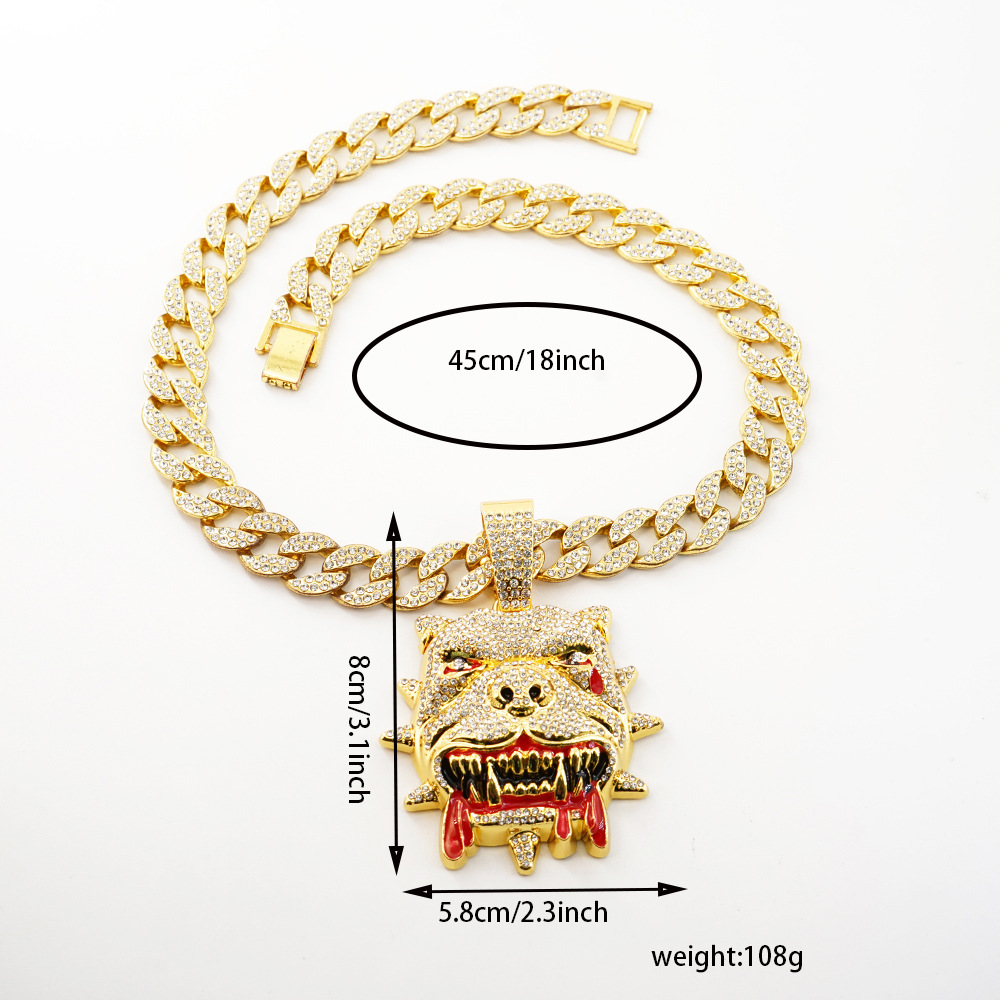 Nuevos productos transfronterizos europeos y estadounidenses Collar de venta caliente Hip Hop Bulldo Colgante Personalidad Marca de moda Animal Hip Hop Collar