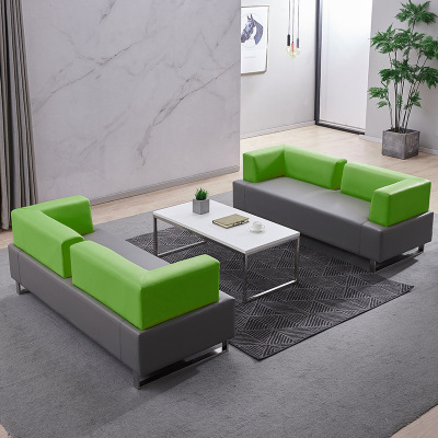 Sofá de oficina casual combinación de mesa de té sala de estar sala de recepción sala de estar sofá de cuero combinación de sofá de tres personas