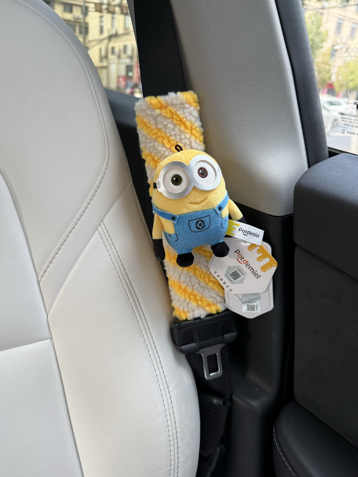 Authentic Minion Tim Bear Car Seat Belt Shoulder Cover Cute Car Decoration Car Couple Decoration