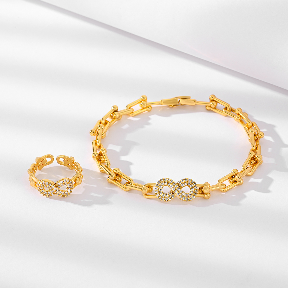 24k set de joyería de herradura de caballo 24k set de brazalete de anillo vivo de bronce para mujeres opciones transfronterizas