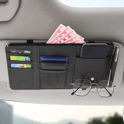 Car Glasses Clip/Bill Clip Multifunctional Car Interior Glasses Clip - black-with-zipper